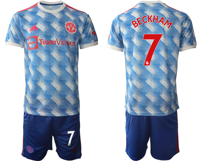 Men 2021-2022 Club Manchester United away blue #7 Soccer Jersey